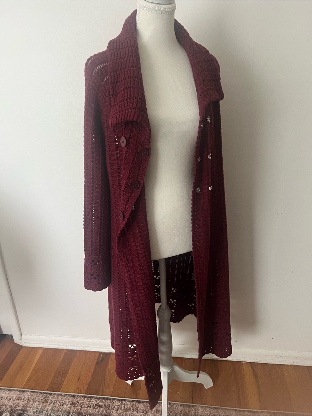 Apt 9 burgundy Longline Sweater Cardigan, size large, autumn wear casual dressy